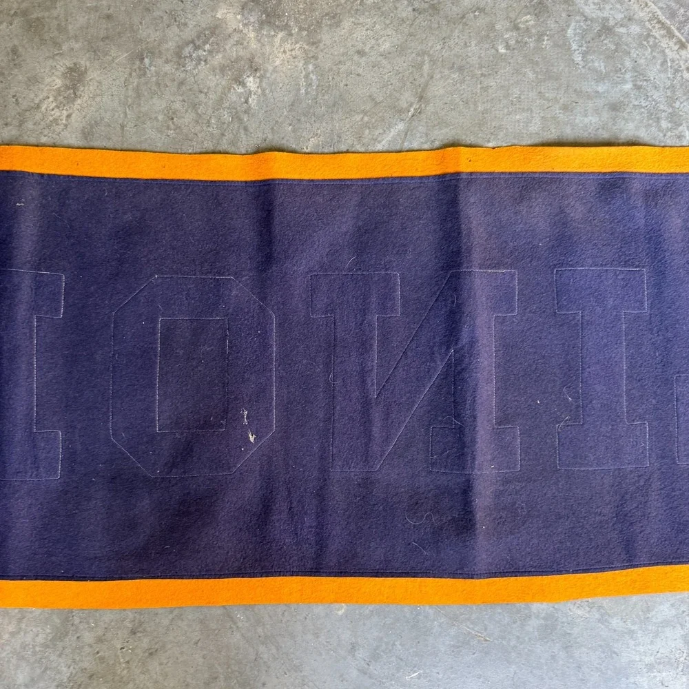 Vintage 1910-1920s Univeristy of Illinois Rectangle Banner Pennant HUGE 69
